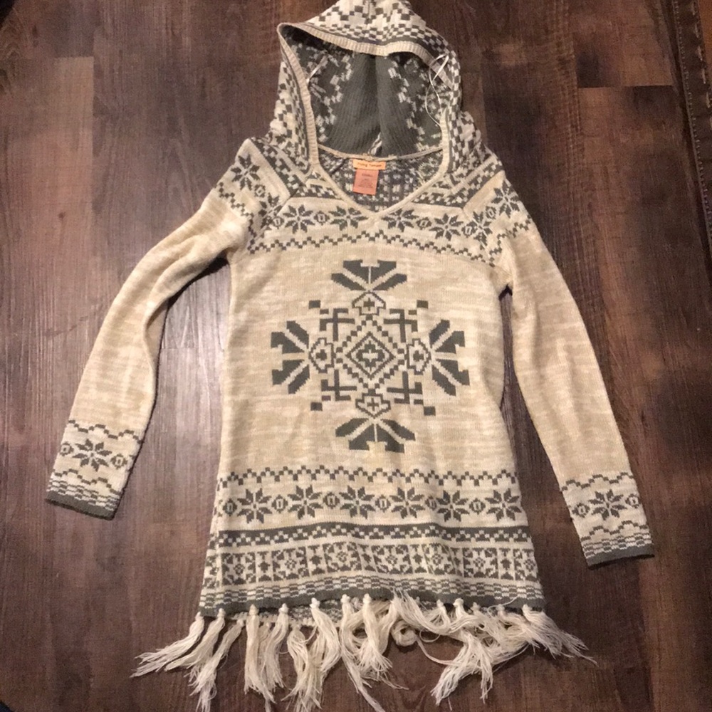 Long sweater with hoodie